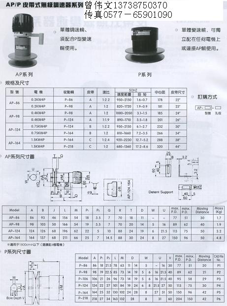 皮帶式無級變速機(jī)AP-124-MAT/P-124-MAT