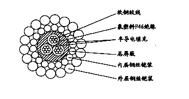 W3F46P-8.00mm三芯氟塑料F46絕緣雙鋼絲鎧裝承荷探測電