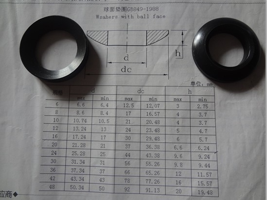 GB849 球面墊圈 規(guī)格10-64 材質是碳鋼 45#鋼