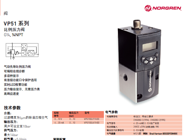 諾冠VP51系列比例調(diào)節(jié)閥