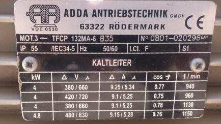 ​ADDA Type TFCPE 112 L-4 電機