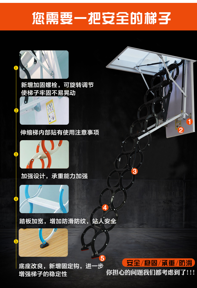 成都電動伸縮樓梯廠家 電動伸縮樓梯品牌