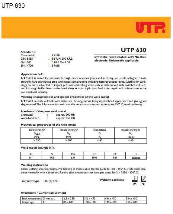 原裝進口德國UTP630焊條  UTP630電焊條