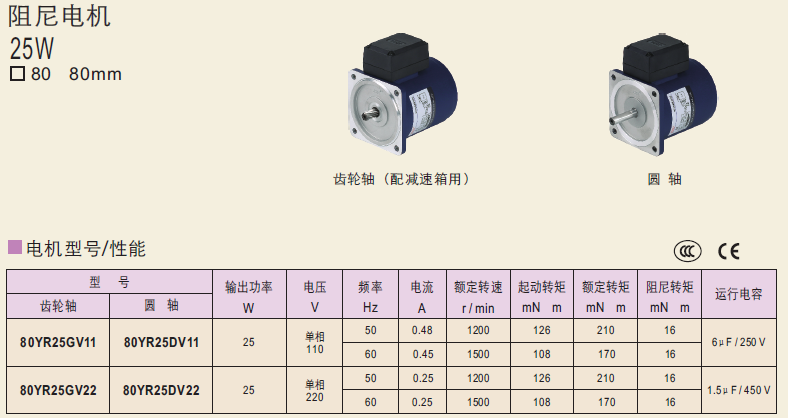 精研電機80YR25GV11 80YR25GV22 80YR25DV11