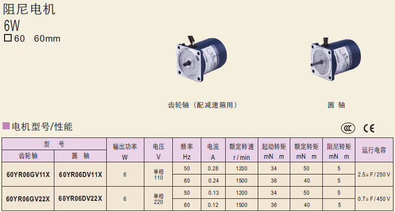精研電機(jī)60YR06GV11X 60YR06GV22X 60YR06DV11X