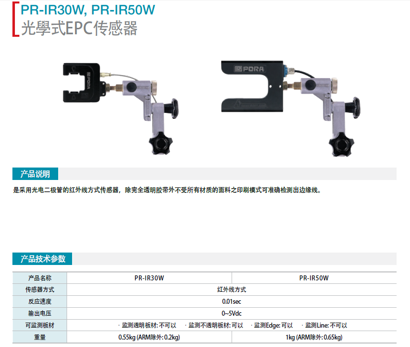 光學(xué)式EPC傳感器PR-IR30W PR-IR50W