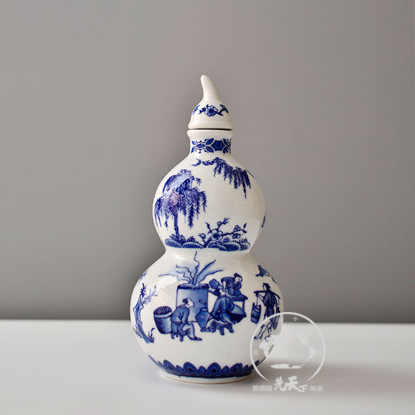 1斤青花瓷葫蘆酒瓶 批發(fā)酒瓶 景德鎮(zhèn)加工定制陶瓷酒瓶廠