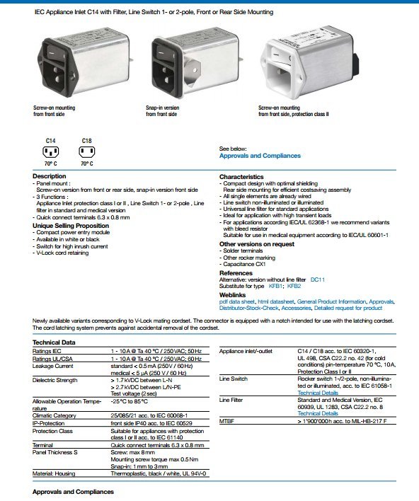 Schurter電源輸入模塊DC12.4202.103