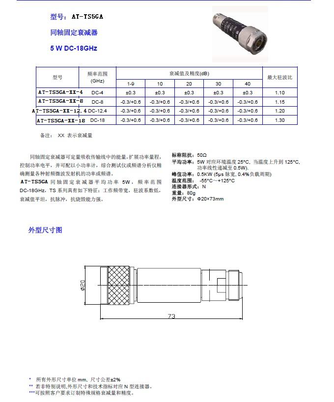 同軸固定式衰減器DC-18GHz