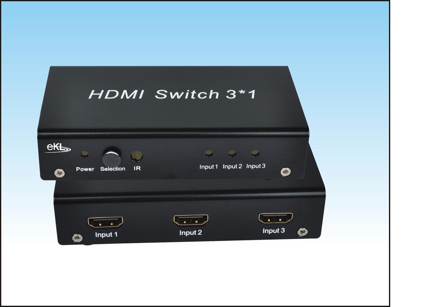 eKL北京三口HDMI 高清視頻切換器三切一 三進(jìn)一出 3*1 北京價(jià)格廠家直銷