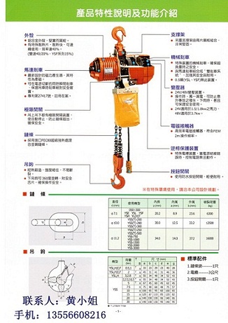 供應(yīng)銷售臺(tái)灣誠(chéng)岱廠永升牌（黑熊）環(huán)鏈電動(dòng)葫蘆及配件