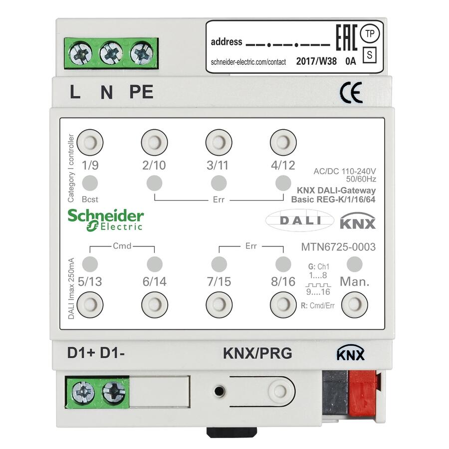 MTN6725-0003 KNX DALI網(wǎng)關 施耐德莫頓燈控系統(tǒng)KNX總線協(xié)議