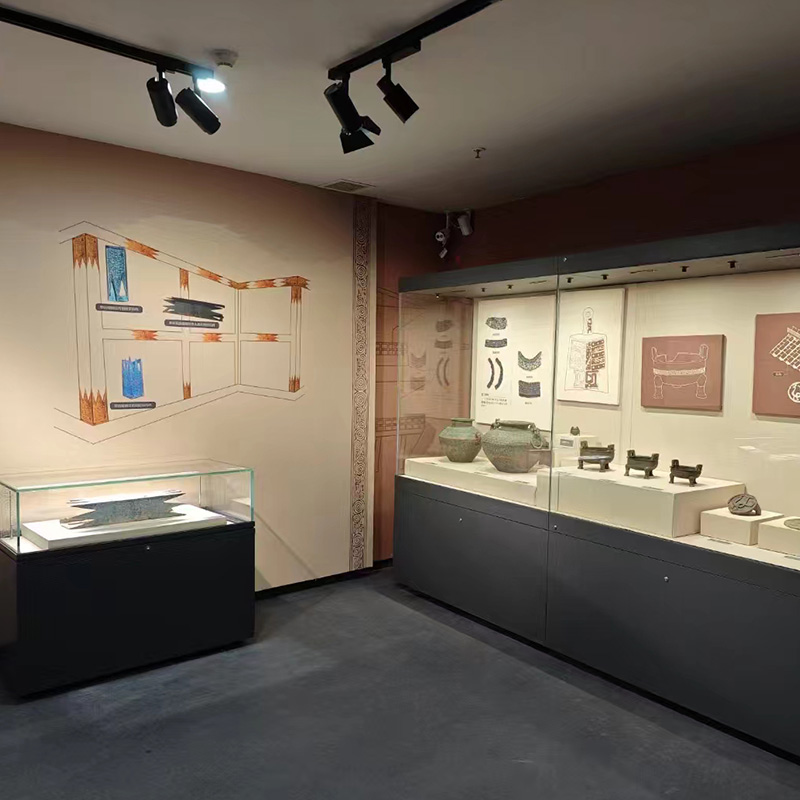 榆林博物館智能展示柜，榆林博物館低反射平柜，榆林可調(diào)節(jié)專用博物館展柜