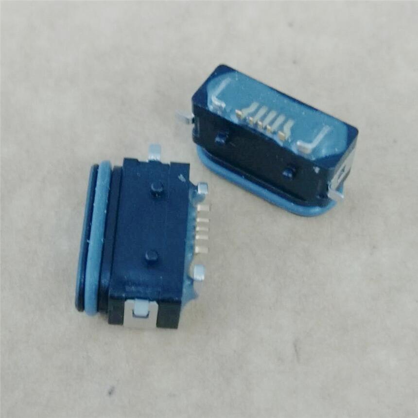 MICRO USB 5P防水母座 全貼式 有柱 帶膠圈 過3A電流 防水IPX8級(jí)