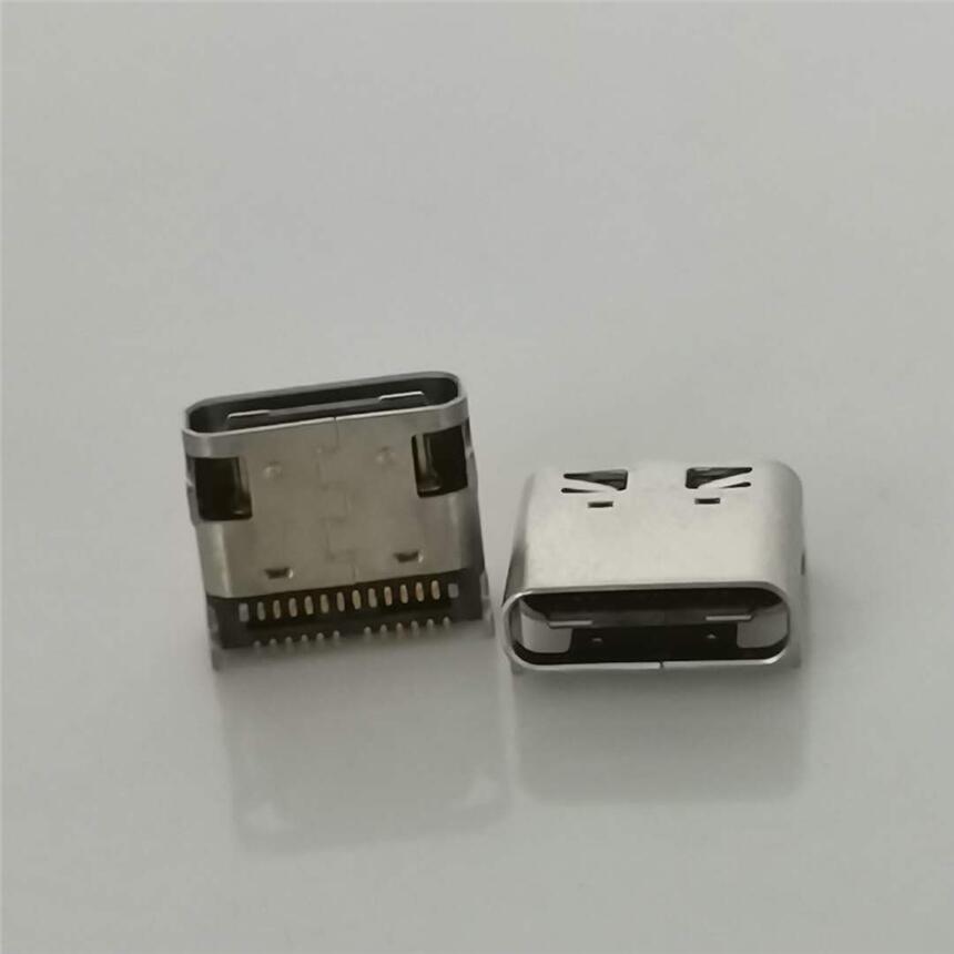 USB3.1 TYPE-C母座24PIN雙貼 四腳插板dip 端子雙排貼片 全貼