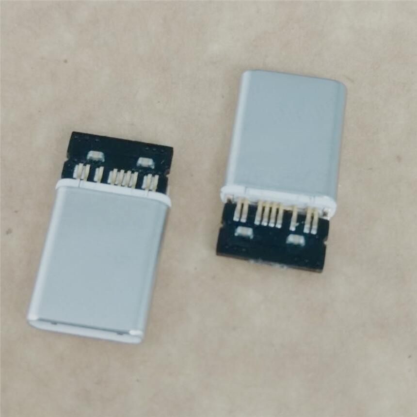 TYPE-C 18P夾板公頭 夾板0.8mm 帶PCB板 五個(gè)焊點(diǎn) 拉伸款無(wú)縫公頭