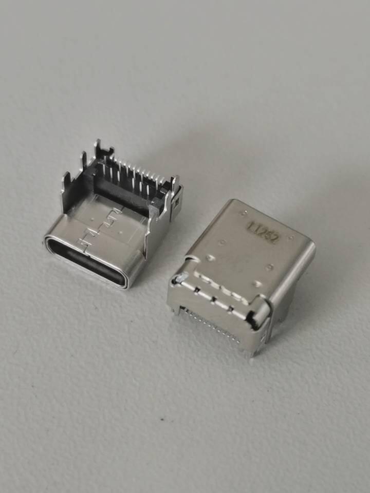 TYPE-C 24pin 板上雙殼  USB 3.1 前插后貼  墊高4.0