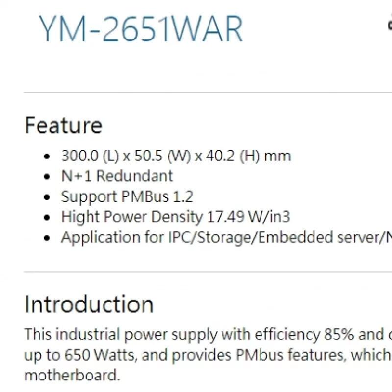 3Y YM-2651W YM-2651WAR 650W 工控機(jī),服務(wù)器,防火墻冗余電源模塊