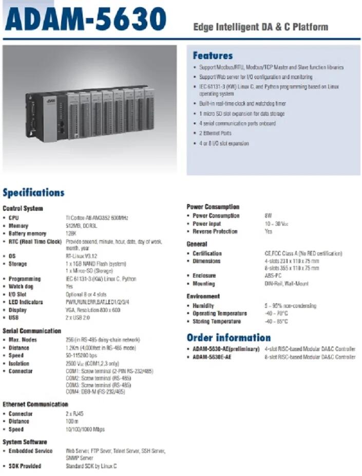 ADAM-5630-AE 4-slot Edge Intelligent采集控制器