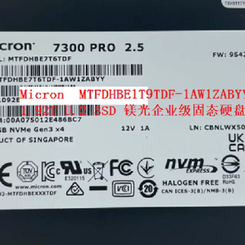 Micron MTFDHBE1T9TDF-1AW1ZABYY 7300PRO硬盤(pán)