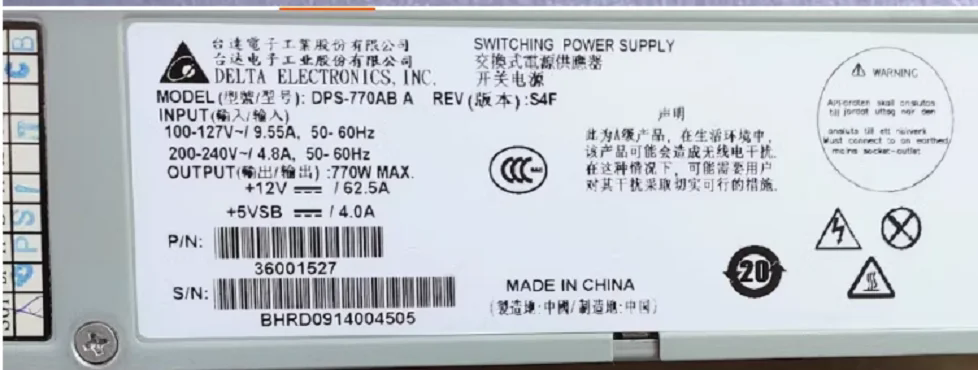 DPS-770AB A S4F 36001527 770W R515 R525服務器電源