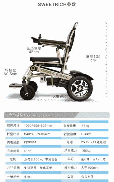 斯維馳SW6000Z手機(jī)遙控電動(dòng)輪椅