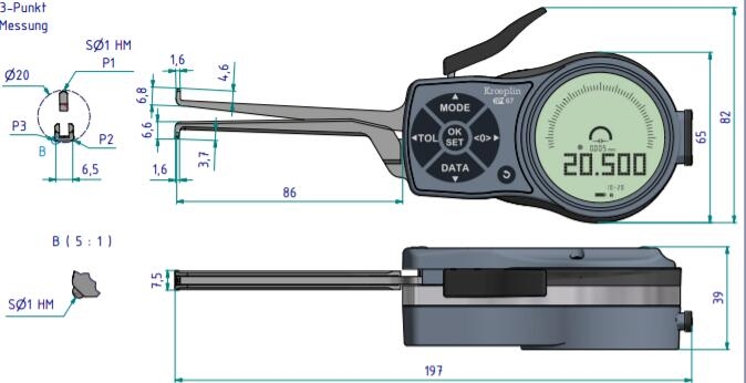 德國kroeplin三點式內測卡規(guī)L210P3，測量范圍：10-20mm