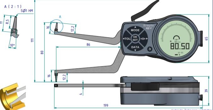 德國kroeplin數(shù)顯內(nèi)卡規(guī)L280，測量范圍：80-100mm