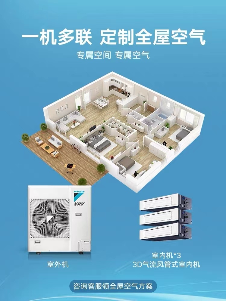 大金中央空調(diào)一拖三 4匹家用多聯(lián)機(jī) 上海中央空工程 大金品牌總代理