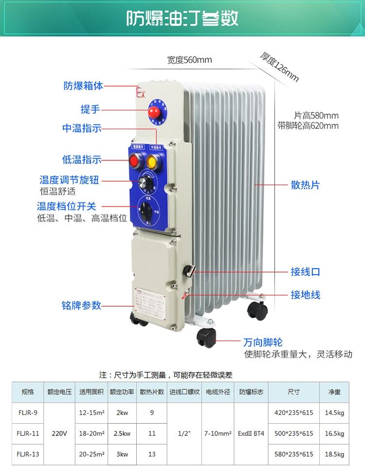 防爆電油訂取暖器