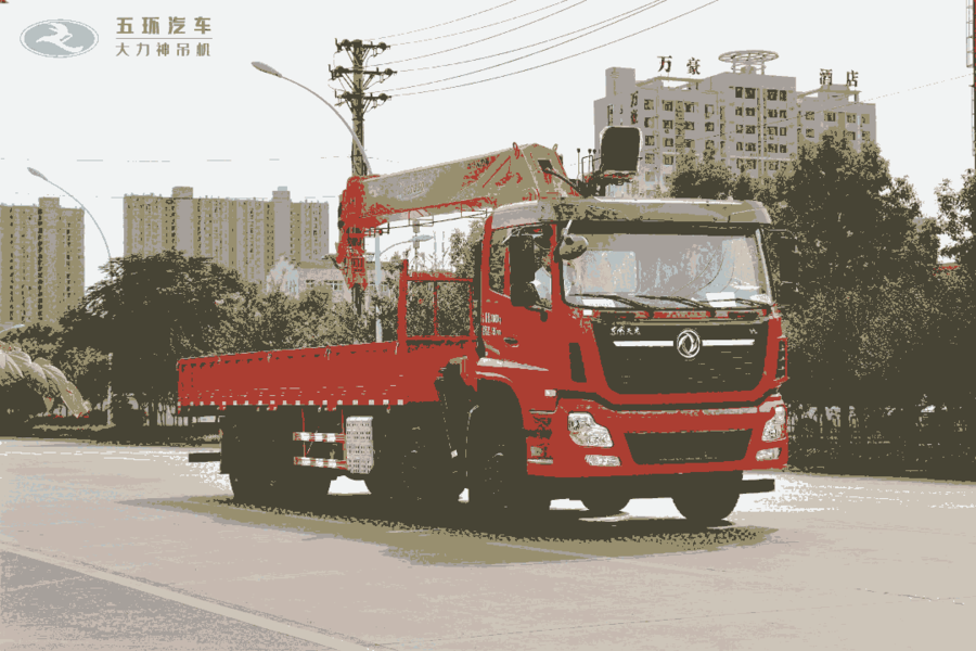 東風(fēng)天龍五環(huán)大力神16噸前四后八隨車吊支腿跨度全縮/全伸2.5/6.5 m