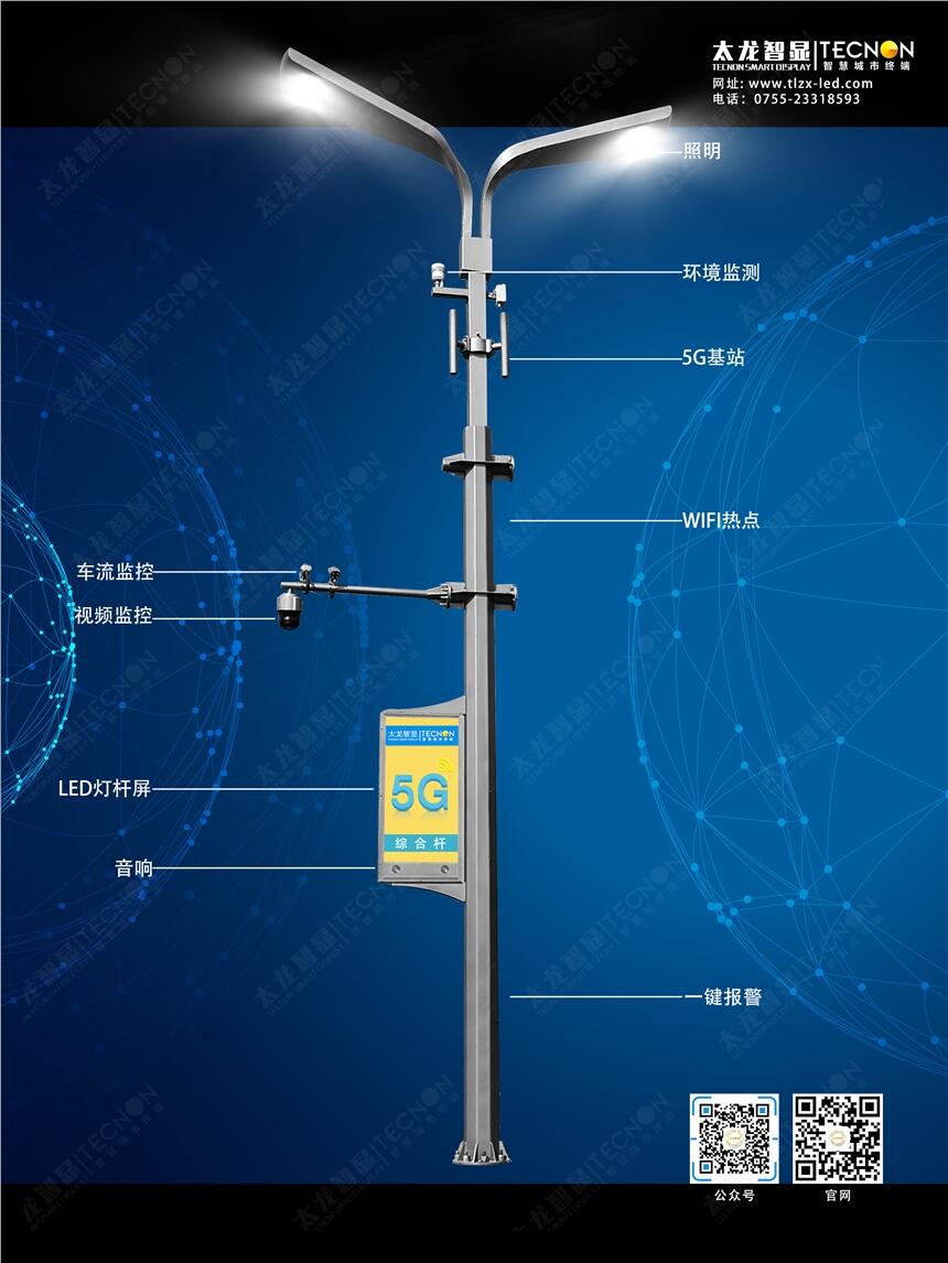 5G綜合桿（搭載LED燈桿屏）已成為智慧城市的核心資源