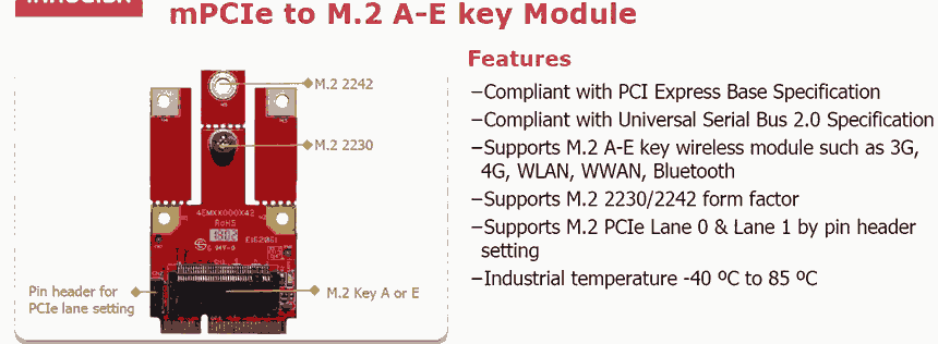 EMXX-0101 mPCIe轉(zhuǎn)M.2 5G設(shè)備擴(kuò)展卡 innodisk轉(zhuǎn)接卡