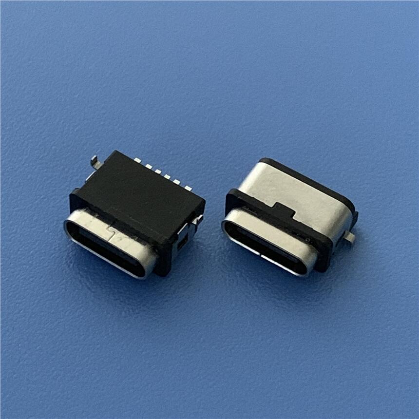 USB 3.1 6P 沉板防水母座 TYPE-C 四腳沉板式防水插座 6PIN防水