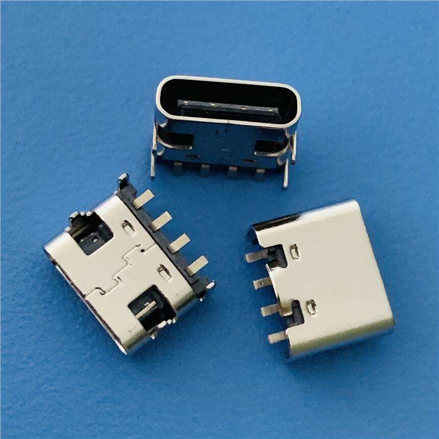 C TYPE 4P簡易充電母座 4PIN USB 3.1 板上四腳插板母座 L=6.8MM