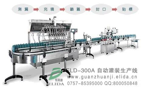深圳整廠設(shè)備充填灌裝機(jī)|東莞依利達(dá)測漏灌裝充填鎖蓋封口貼標(biāo)流水線