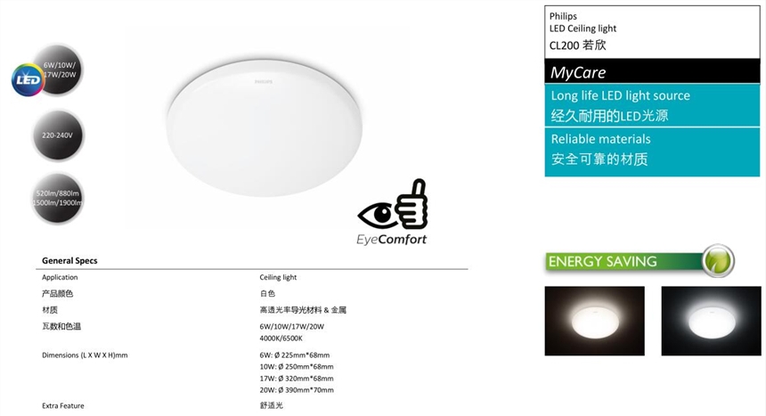 飛利浦若欣LED吸頂燈 昕諾飛6W 10W 17W 20W吸頂燈批發(fā)