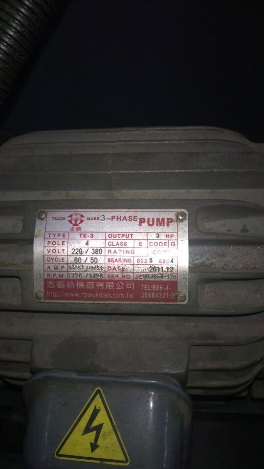 TRADE MARK 3-PHASE PUMP志觀TK-3馬達3HP