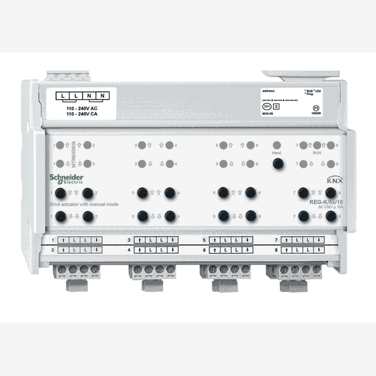 施耐德KNX莫頓8路230V百葉窗控制模塊MTN649808智能照明模塊智能開關(guān)模塊