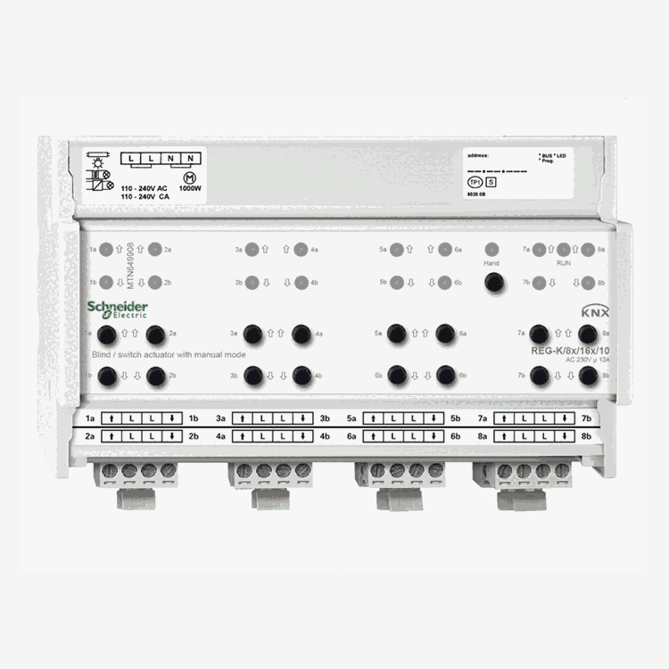 施耐德KNX莫頓8路百葉窗或16路10A開關(guān)控制模塊MTN649908開關(guān)驅(qū)動模塊