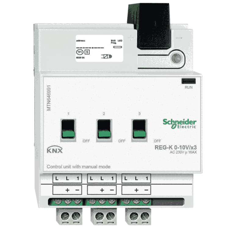 施耐德KNX莫頓3路日光燈調(diào)光模塊(0-10V)MTN646991開關(guān)驅(qū)動器智能照明模塊