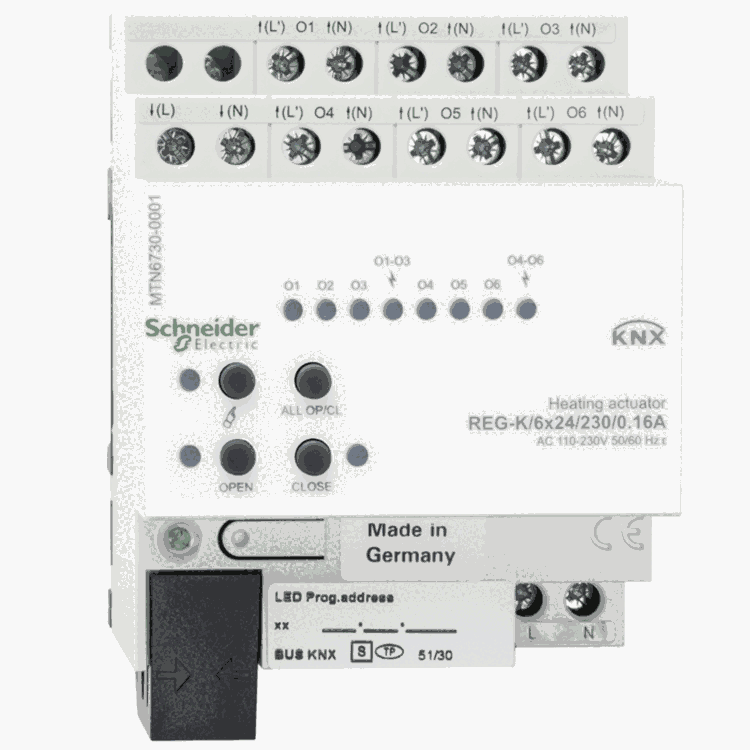 施耐德KNX莫頓6路電熱閥控制模塊MTN6730-0001開關(guān)驅(qū)動(dòng)器智能開關(guān)模塊