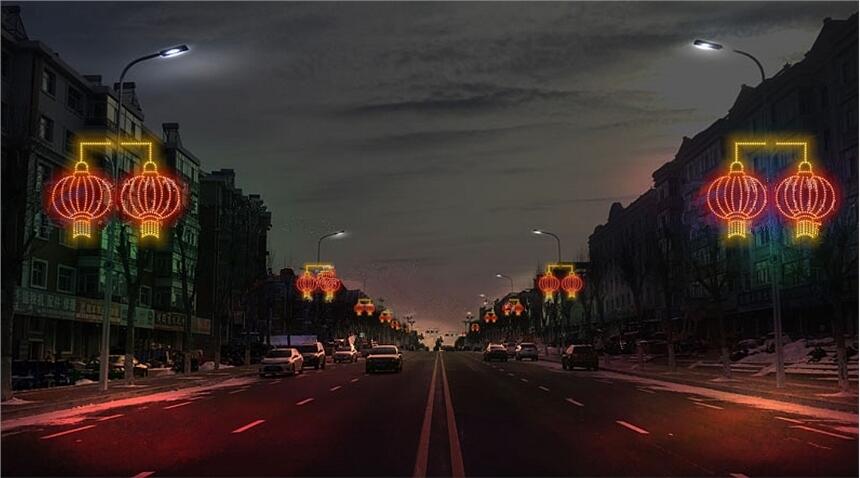 雙籠結(jié)彩燈桿  商業(yè)街裝飾   道路造型燈