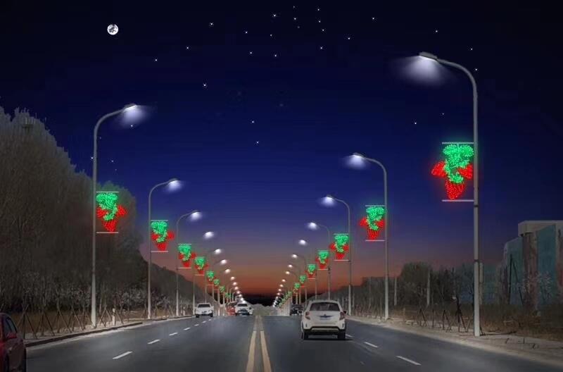 金色向陽燈桿  LED壓克力中國結(jié)   新年景觀燈