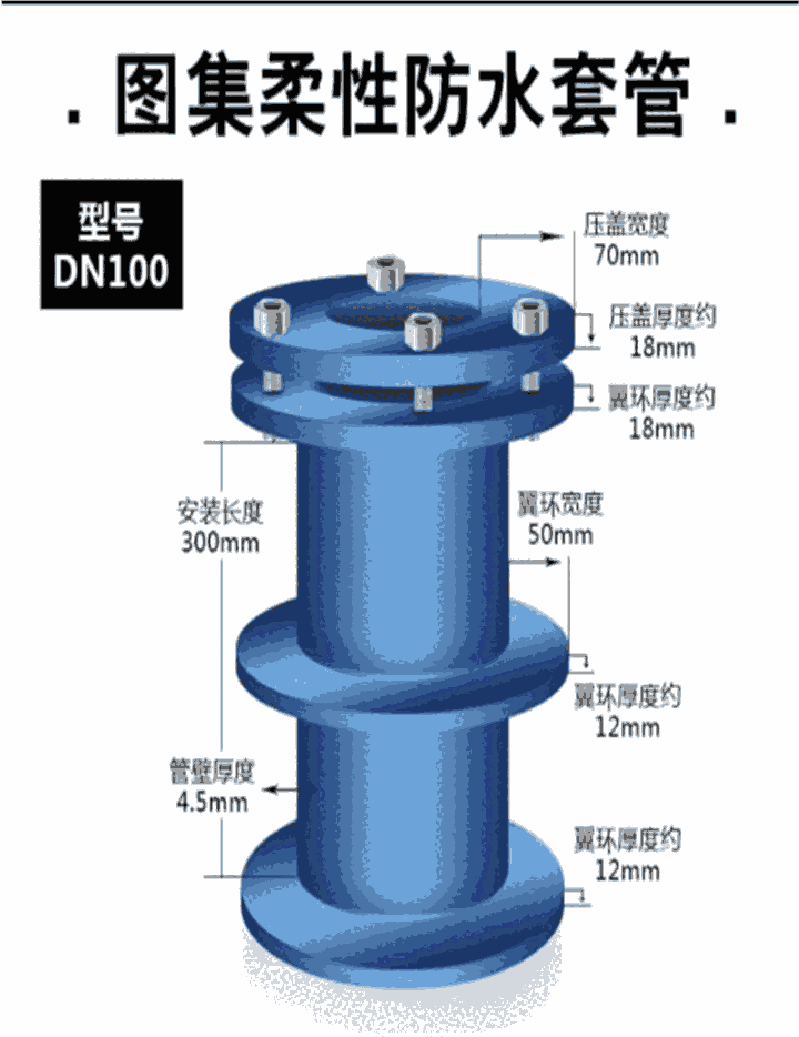 甘肅慶陽市柔性防水套管定制工地定做可曲繞橡膠軟連接