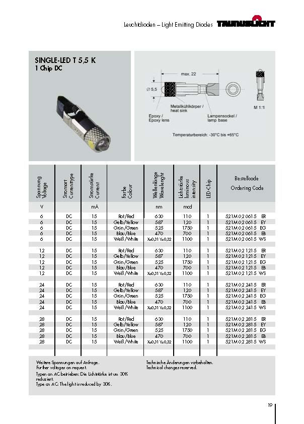 TAUNUSLICHT二極管911M132415WS