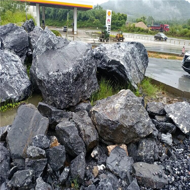 富佳石業(yè)園林石黑山石 景觀石批發(fā)基地 黑山石假山景觀石