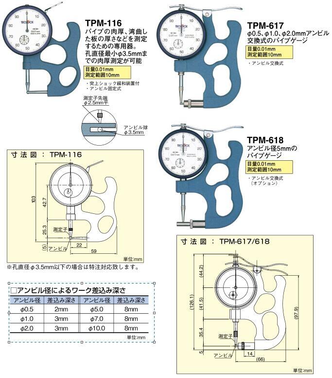 日本得樂TECLOCK厚度表測厚儀TPM-617