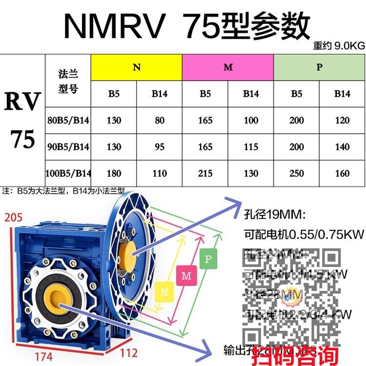 RV090-60-Y290S4-1.1KW雙曲面減速機