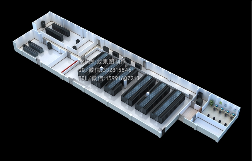 武漢3D機房效果圖制作|作戰(zhàn)指揮室|電信數(shù)據(jù)綠色節(jié)能機房動環(huán)效果圖